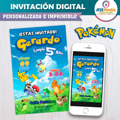 Pokémon ¡Atrápalos ya! – Invitación Digital de Cumpleaños