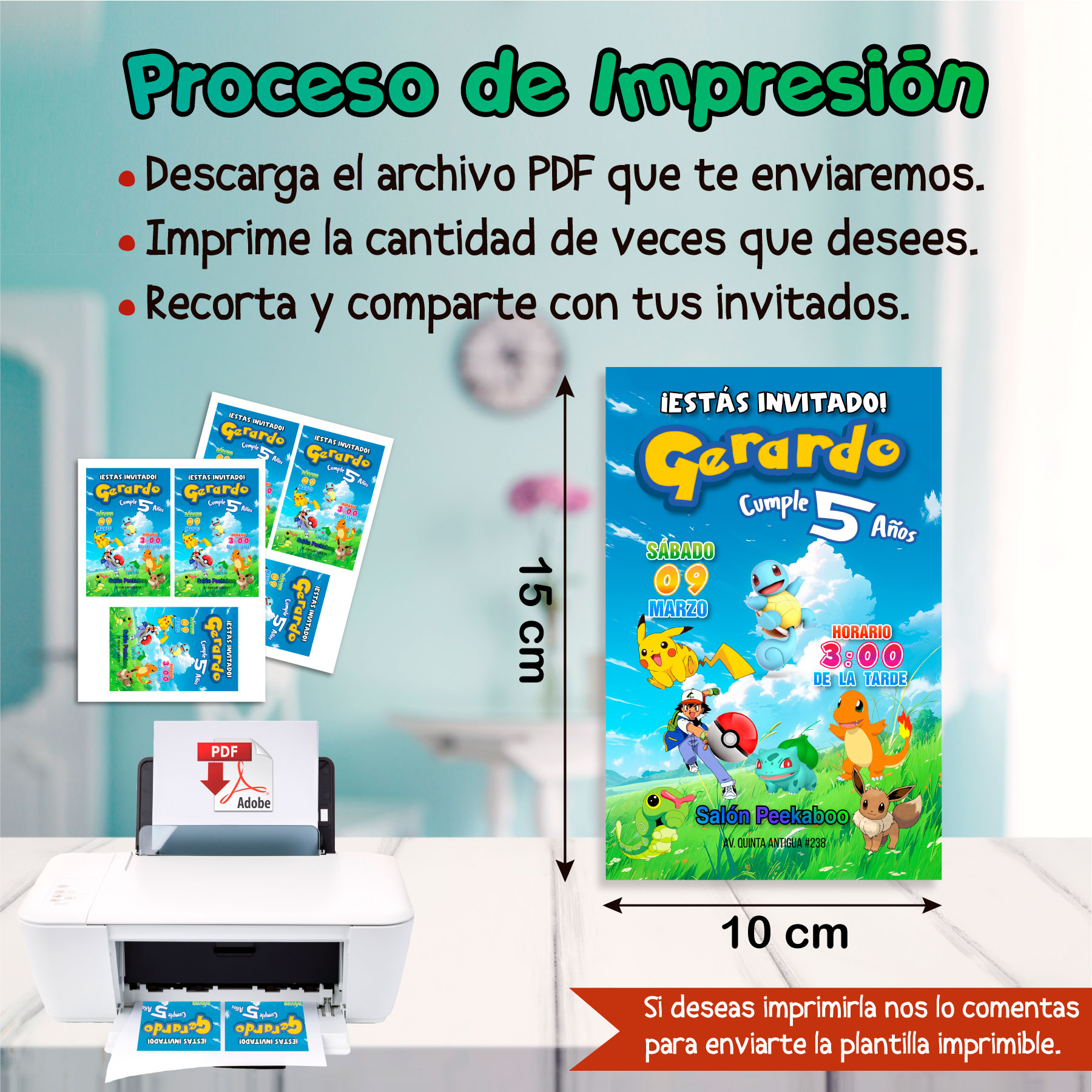 Pokémon ¡Atrápalos ya! – Invitación Digital de Cumpleaños