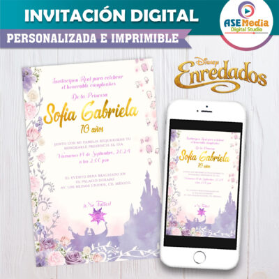 Enredados, Rapunzel – Invitación Digital de Cumpleaños