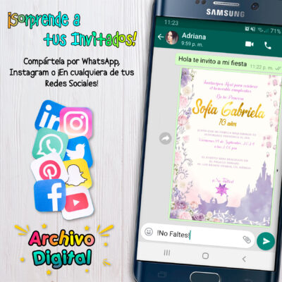 Enredados, Rapunzel – Invitación Digital de Cumpleaños