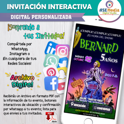 Beetlejuice – Invitación Interactiva de Cumpleaños para WhatsApp