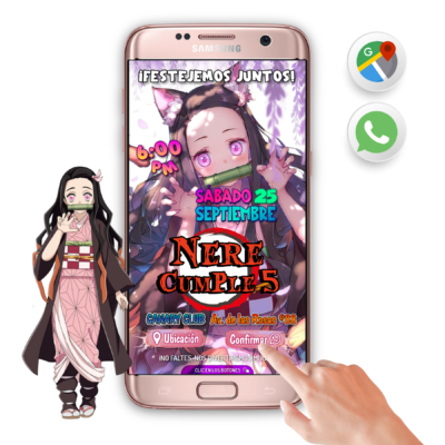 Demon Slayer, Nezuko – Invitación Interactiva de Cumpleaños para WhatsApp