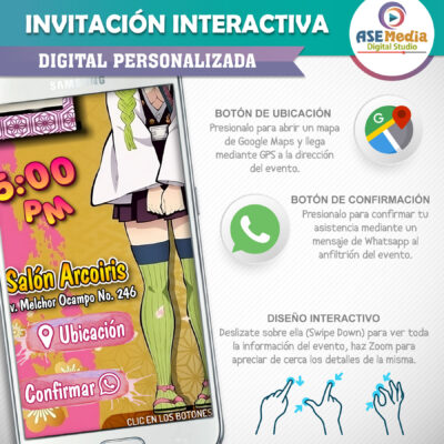 Demon Slayer, Mitsuri Kanroji – Invitación Interactiva de Cumpleaños para WhatsApp