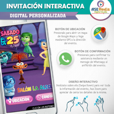 Intensamente – Invitación Interactiva de Cumpleaños para WhatsApp