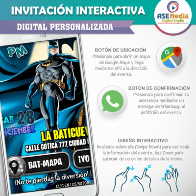 Batman, El Caballero de la Noche – Invitación Interactiva de Cumpleaños para WhatsApp