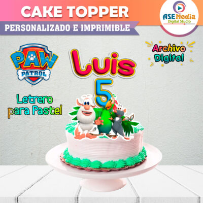 Booba Cake Topper Letrero Imprimible para Pastel
