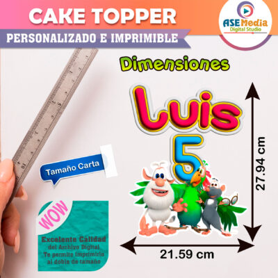 Booba Cake Topper Letrero Imprimible para Pastel