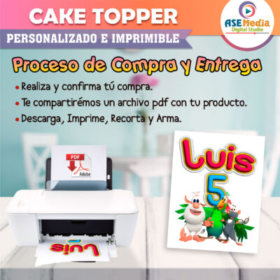 Booba Cake Topper Letrero Imprimible para Pastel