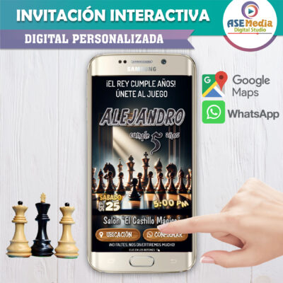Ajedrez – Invitación Interactiva de Cumpleaños para WhatsApp