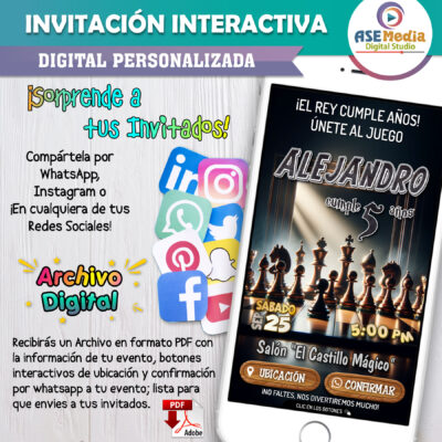 Ajedrez – Invitación Interactiva de Cumpleaños para WhatsApp