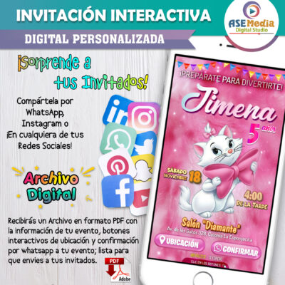 Gatita Marie – Invitación Interactiva de Cumpleaños para WhatsApp