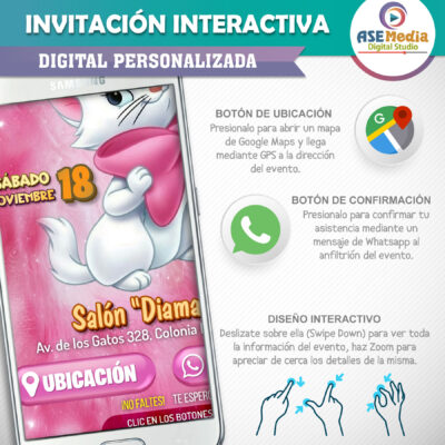 Gatita Marie – Invitación Interactiva de Cumpleaños para WhatsApp