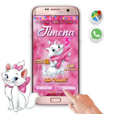 Gatita Marie – Invitación Interactiva de Cumpleaños para WhatsApp