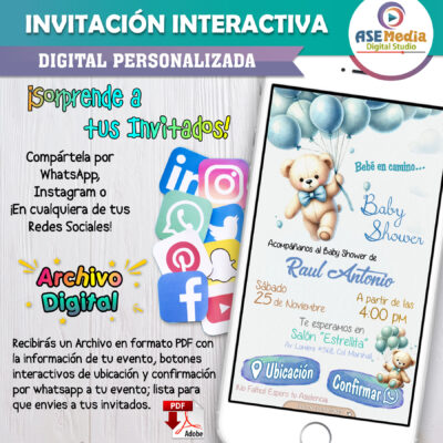 Baby Shower Osito y Osita – Invitación Interactiva para WhatsApp