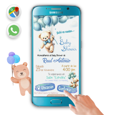 Baby Shower Osito con Globos – Invitación Interactiva para WhatsApp