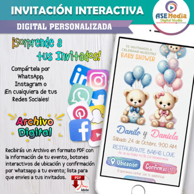 Baby Shower Rosa Floral – Invitación Interactiva para WhatsApp