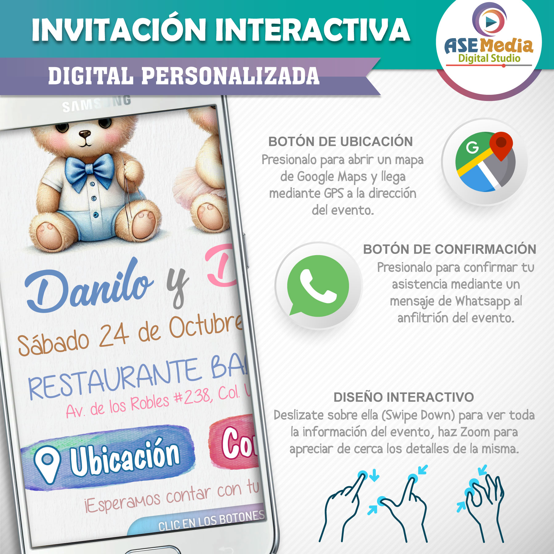 Baby Shower Rosa Floral – Invitación Interactiva para WhatsApp