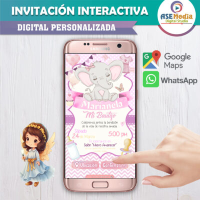 Bautizo Floral niña – Invitación Interactiva para WhatsApp