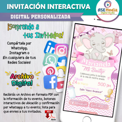 Bautizo Floral niña – Invitación Interactiva para WhatsApp