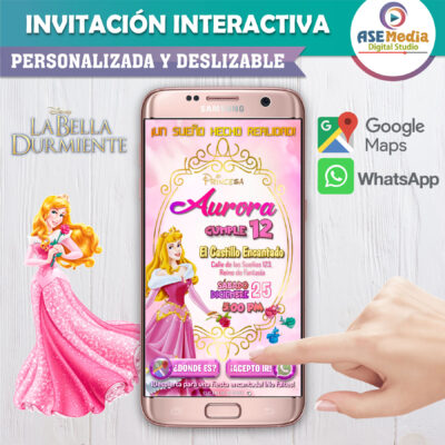 Princesa Aurora, La Bella Durmiente – Invitación Interactiva de Cumpleaños para WhatsApp