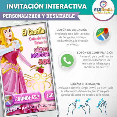 Princesa Aurora, La Bella Durmiente – Invitación Interactiva de Cumpleaños para WhatsApp