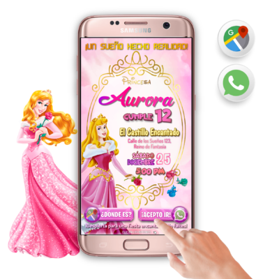 Princesa Aurora, La Bella Durmiente – Invitación Interactiva de Cumpleaños para WhatsApp