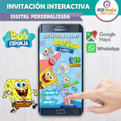 Bob Esponja y sus Amigos – Invitación Interactiva de Cumpleaños para WhatsApp