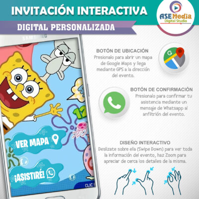 Bob Esponja y sus Amigos – Invitación Interactiva de Cumpleaños para WhatsApp