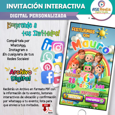 Cocomelon – Invitación Interactiva de Cumpleaños para WhatsApp