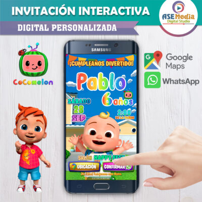 Cocomelon, Festeja con JJ – Invitación Interactiva de Cumpleaños para WhatsApp