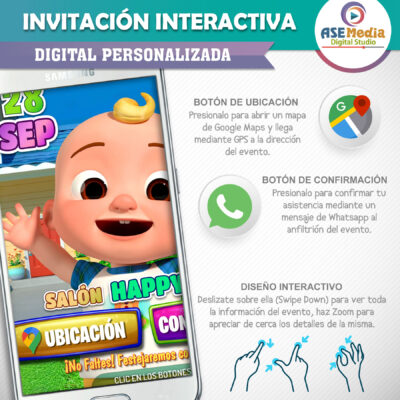 Cocomelon, Festeja con JJ – Invitación Interactiva de Cumpleaños para WhatsApp