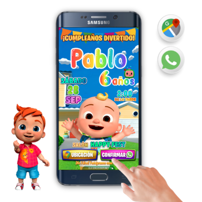 Cocomelon, Festeja con JJ – Invitación Interactiva de Cumpleaños para WhatsApp