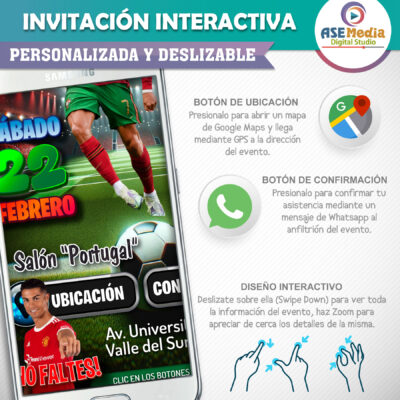 Cristiano Ronaldo, Portugal – Invitación Interactiva de Cumpleaños para WhatsApp