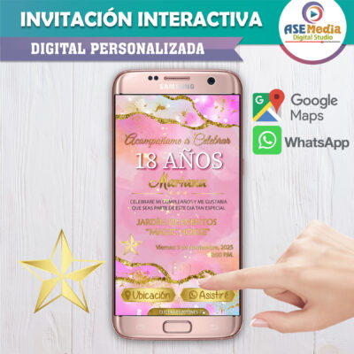 Mi Cumpleaños Elegante en Rosa – Invitación Interactiva de Cumpleaños para WhatsApp
