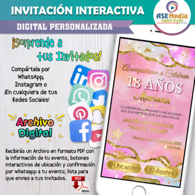 Mi Cumpleaños Elegante en Rosa – Invitación Interactiva de Cumpleaños para WhatsApp