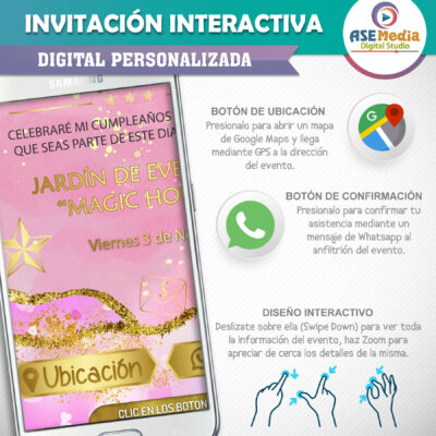 Mi Cumpleaños Elegante en Rosa – Invitación Interactiva de Cumpleaños para WhatsApp