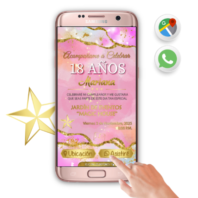 Mi Cumpleaños Elegante en Rosa – Invitación Interactiva de Cumpleaños para WhatsApp