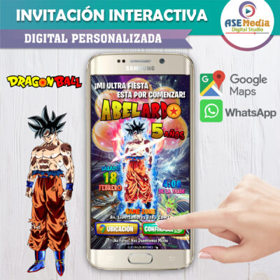 Dragon Ball Z, Goku Ultra Instinto – Invitación Interactiva de Cumpleaños para WhatsApp