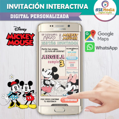 Classic Mickey y Minnie Mouse – Invitación Interactiva de Cumpleaños para WhatsApp