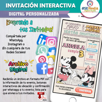 Classic Mickey y Minnie Mouse – Invitación Interactiva de Cumpleaños para WhatsApp
