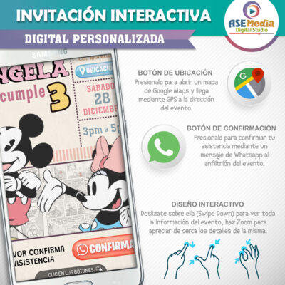 Classic Mickey y Minnie Mouse – Invitación Interactiva de Cumpleaños para WhatsApp
