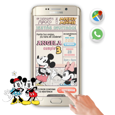 Classic Mickey y Minnie Mouse – Invitación Interactiva de Cumpleaños para WhatsApp