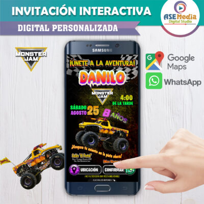 Monster Jam, El Toro Loco – Invitación Interactiva de Cumpleaños para WhatsApp