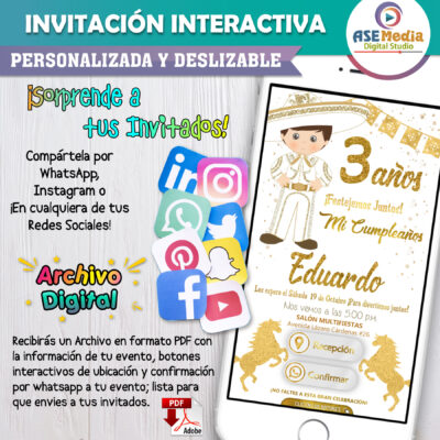 Mi Cumpleaños de Charro Mexicano – Invitación Interactiva de Cumpleaños para WhatsApp