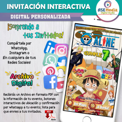 One Piece, Roronoa Zoro – Invitación Interactiva de Cumpleaños para WhatsApp