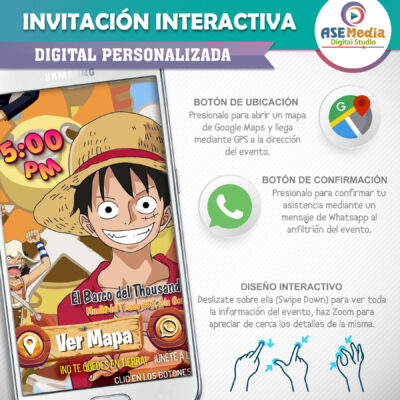 One Piece, Roronoa Zoro – Invitación Interactiva de Cumpleaños para WhatsApp
