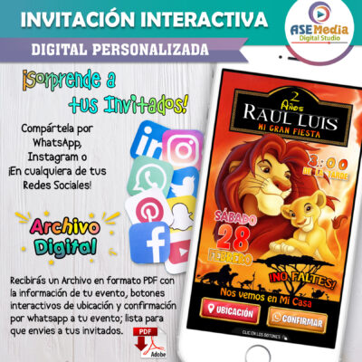 El Rey León – Invitación Interactiva de Cumpleaños para WhatsApp