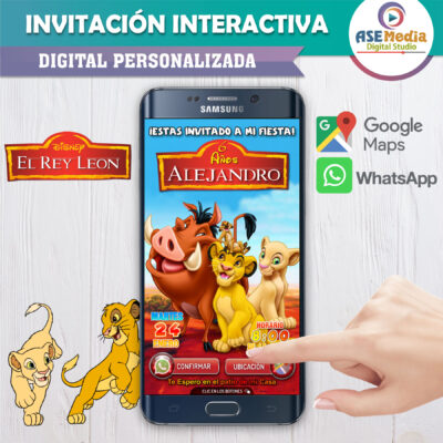 Simba, Nala, Timón y Pumba – Invitación Interactiva de Cumpleaños para WhatsApp