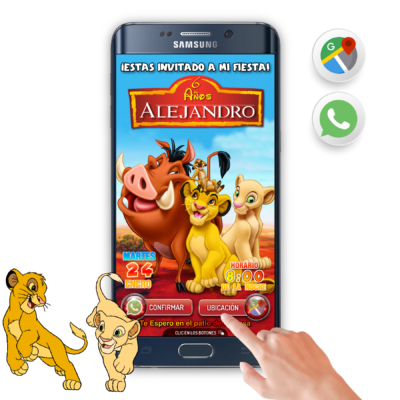 Simba, Nala, Timón y Pumba – Invitación Interactiva de Cumpleaños para WhatsApp