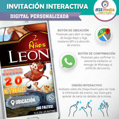El Rey León, Simba – Invitación Interactiva de Cumpleaños para WhatsApp